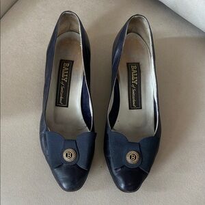 Bally Women's Dark Blue Leather Heels